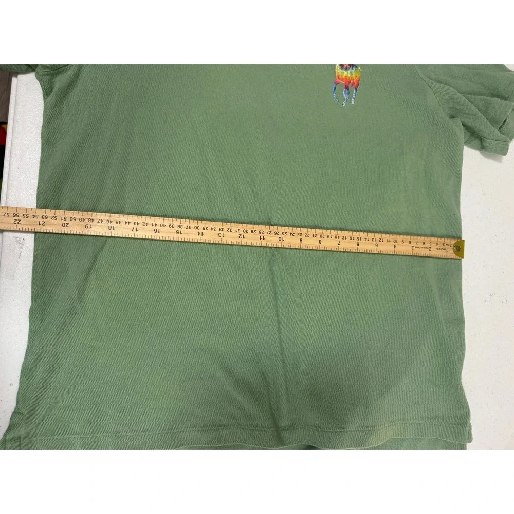 Polo Ralph Lauren Green Short Sleeve Polo Shirt Rainbow Pony Logo‎ Mens L